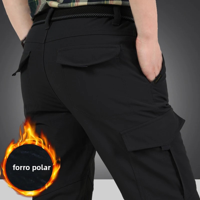 TK Pantalones Tácticos Para Hombre 2024 Pantalones De Invierno Casuales Cargo Impermeables Con Lana Fleece Cintura Elástica Para Senderismo Y Viajes