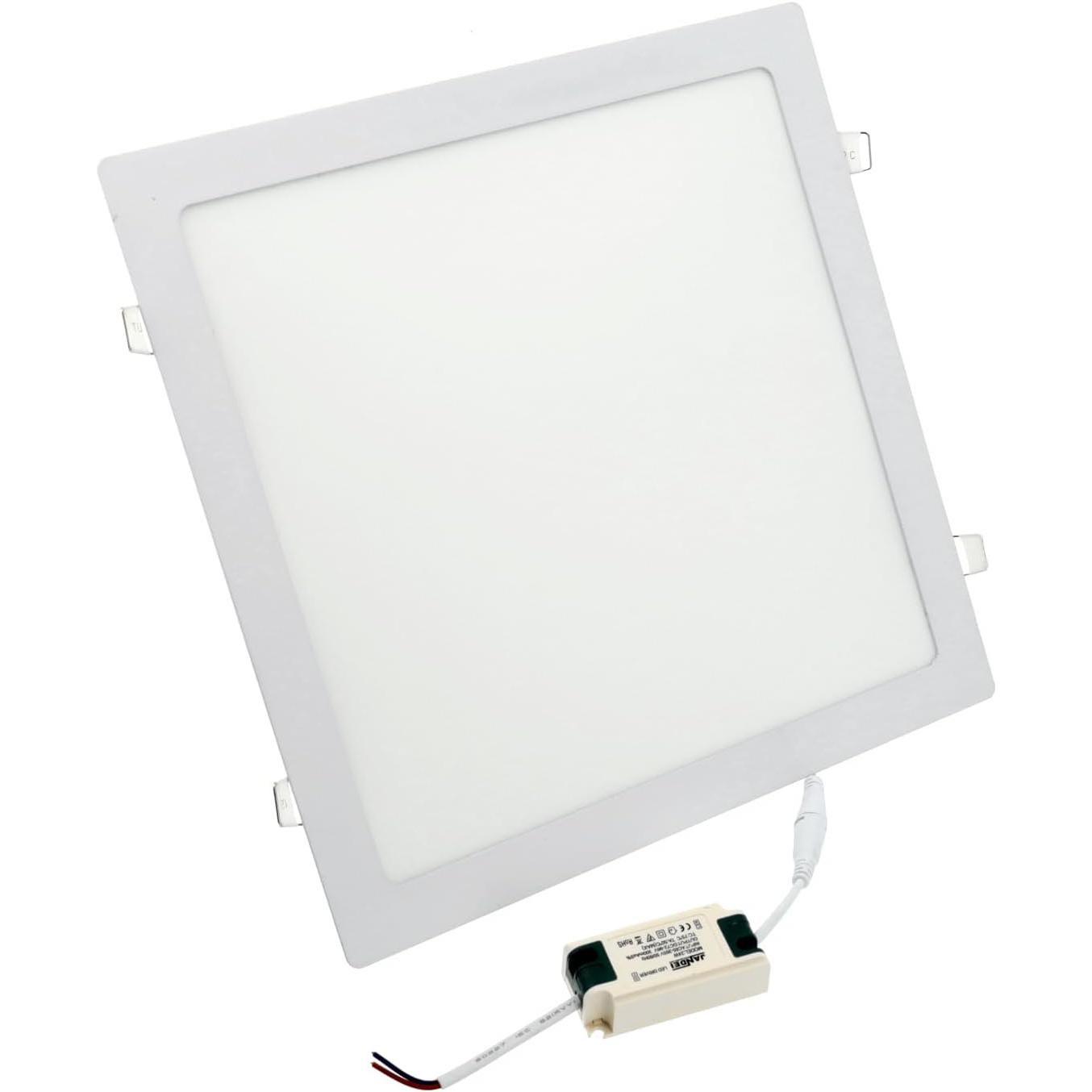 Jandei - Downlight LED 25W, Marco Cuadrado Blanco para Empotrar en Techo, Luz Fría 6000k y Natural 4200k (Hueco de Corte 276mm), Placa Cuadrada LED con Difusor Translúcido, Ángulo de Apertura 120º