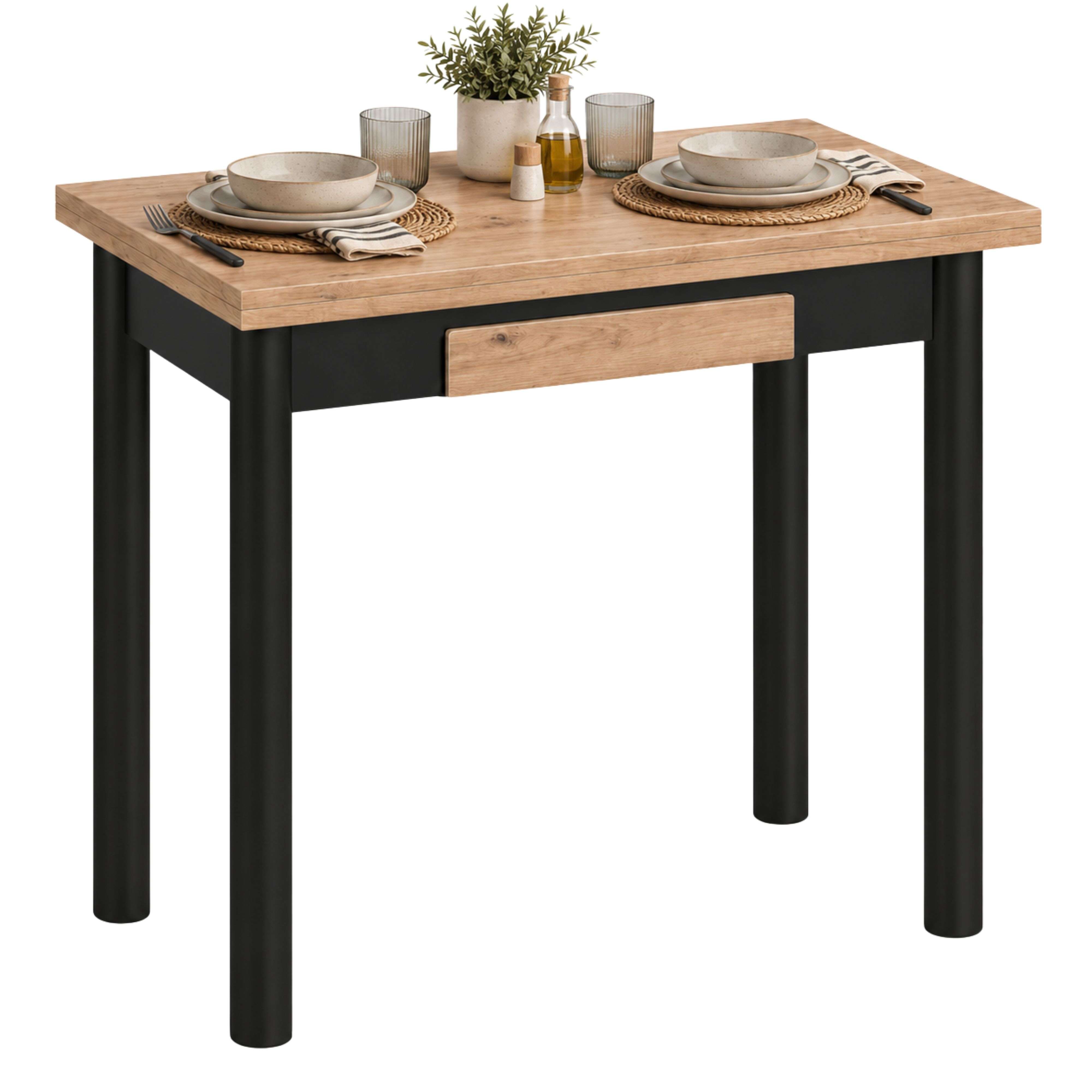 Miroytengo Mesa Cocina Extensible Kitchi Libro 1 Cajón 80x76x40-80 cm