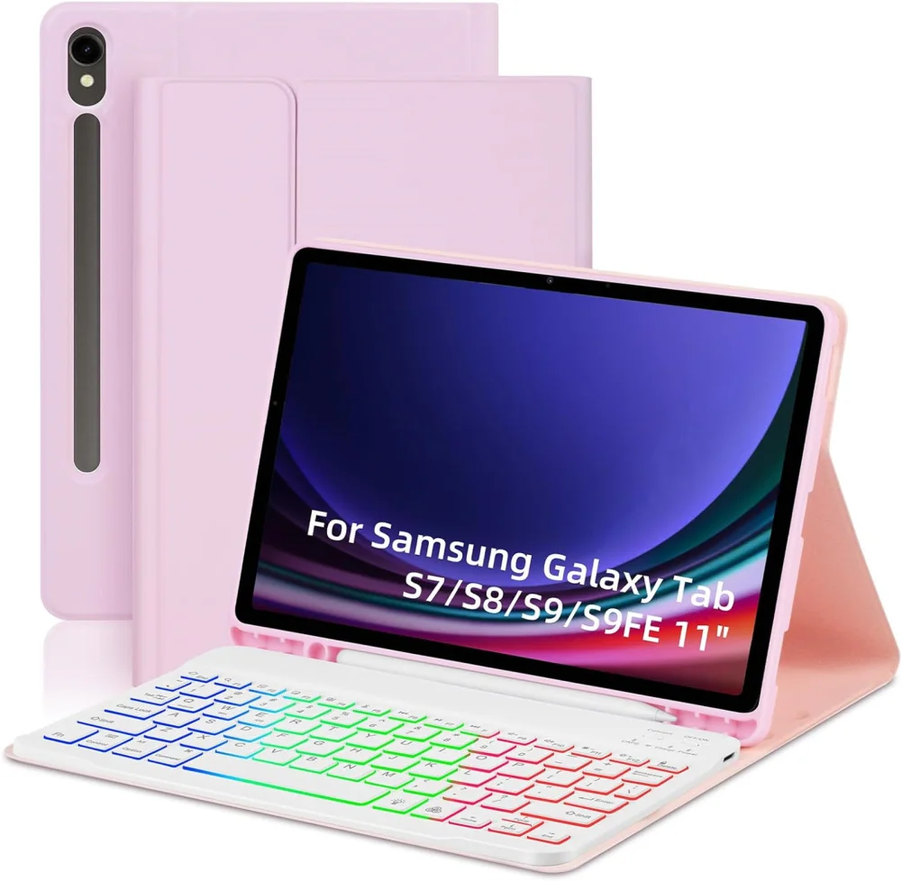 TK Funda De Tableta Con Teclado Inalámbrico Desmontable Compatible Con Galaxy Tab S7 S8 S9 11 Pulgadas S9 FE 10.9 Pulgadas Estilo De Moda Antigolpes Resistente a Caídas Y Polvo