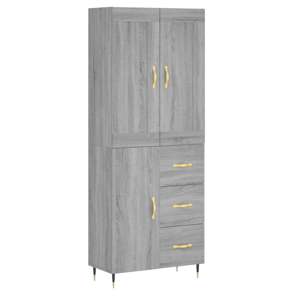 Vidaxl Aparador Alto Madera Contrachapada 69,5x34x180 Cm 1 Puerta 3 Cajones