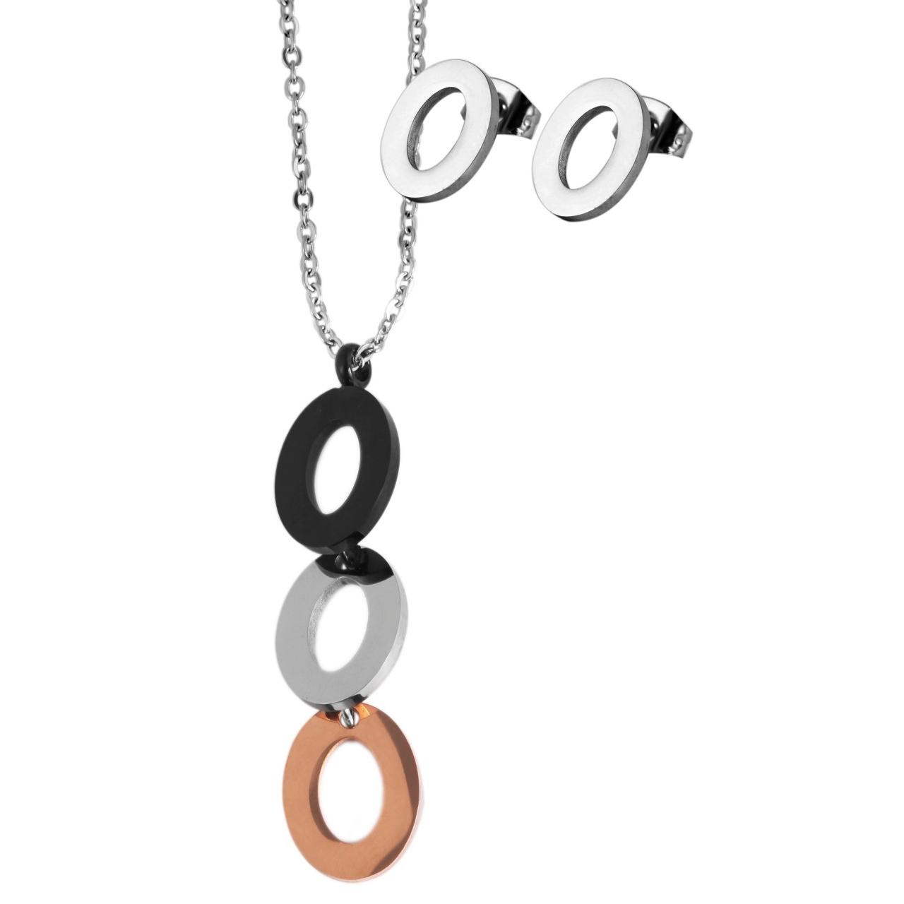 Akzent® Conjunto Collar + Pendientes em Aço Inoxidável 0125