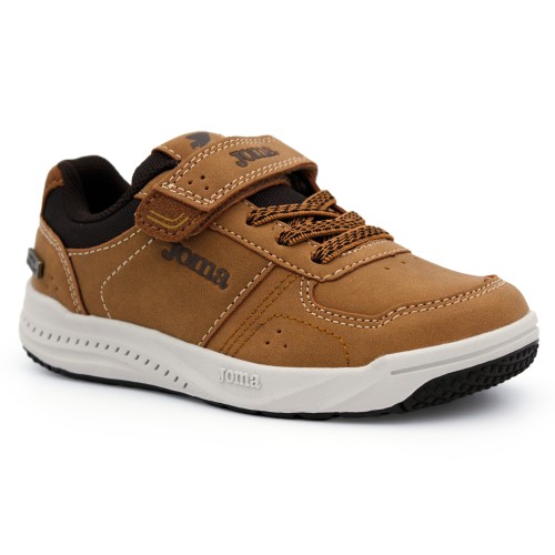 Zapatillas deportivas JOMA JARAMA JR 2426-2403 en camel y marino. Cierre de velcro