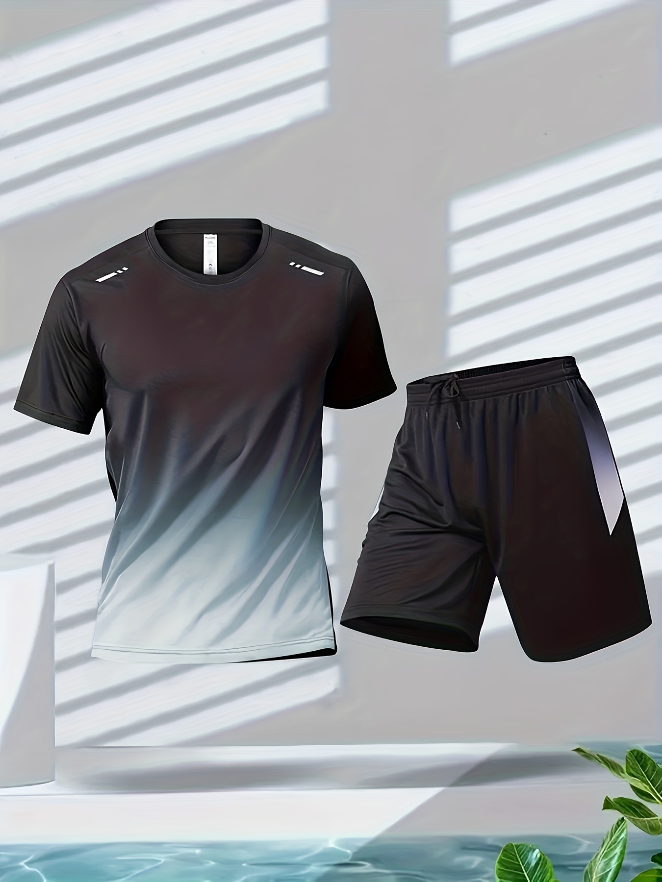 TK Conjunto De Entrenamiento De Baloncesto Para Hombres Verano Camiseta De Manga Corta Gradiente Y Shorts Secado Rápido 2 Piezas