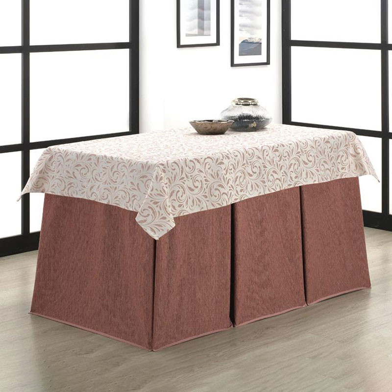 RUFINO DÍAZ Falda Camilla Rectangular Bali Jacquard + Tapete - Tejido resistente y agradable al tacto - Perfecta para decorar y proteger tu mesa