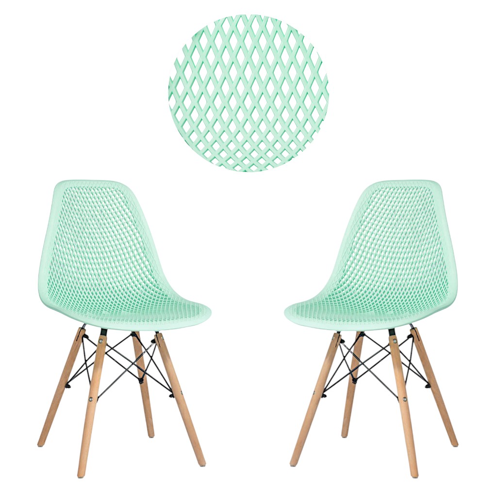 Minimal DECO Pack de 2 Sillas de Comedor Estilo Nórdico con Respaldo de Malla y Patas de Madera, Varios Colores, 53 x 47 x 83 cm