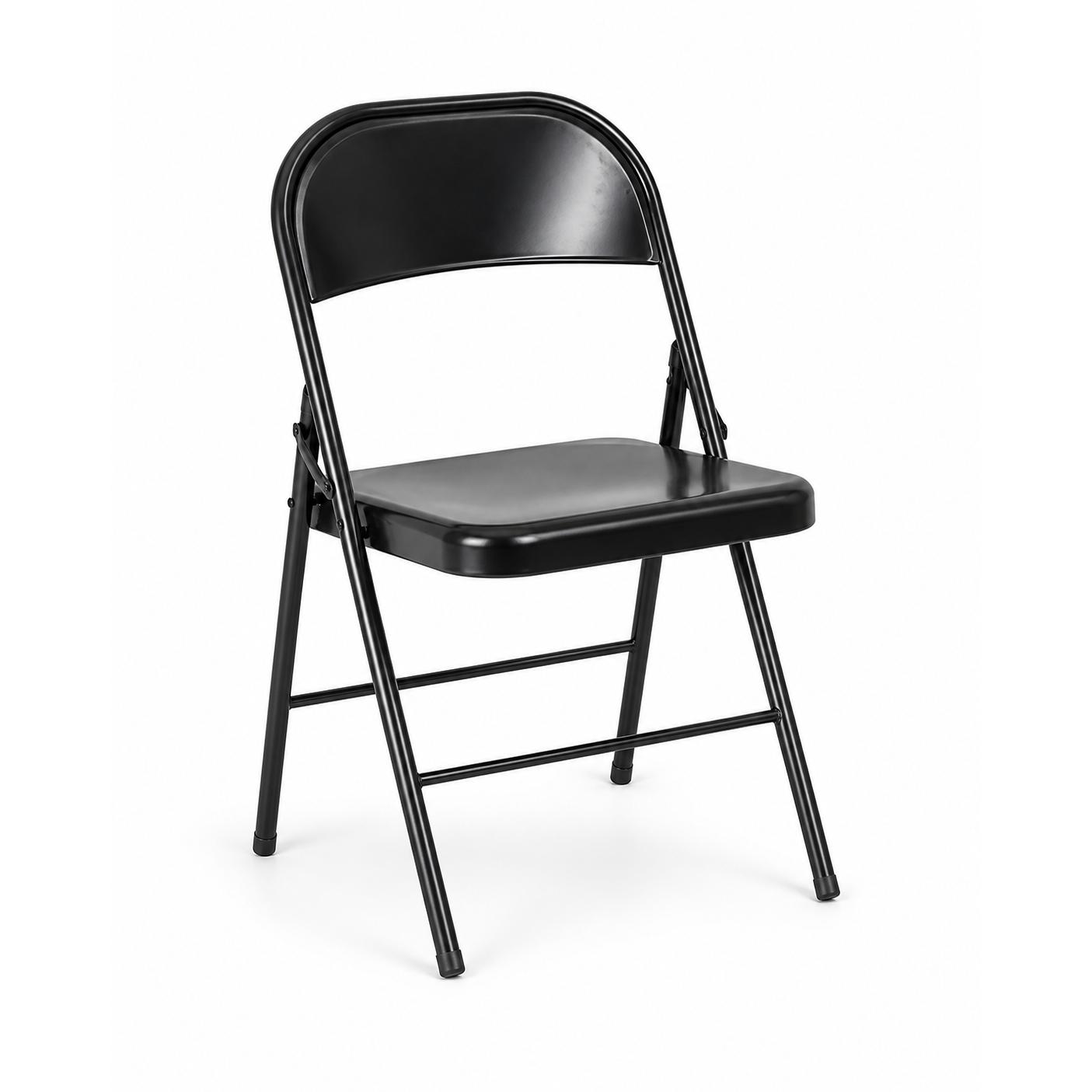 ORION91® - Silla plegable Leo de metal negro, compacta y portátil, diseño ergonómico, cocina, jardín, camping - spaziOrion91