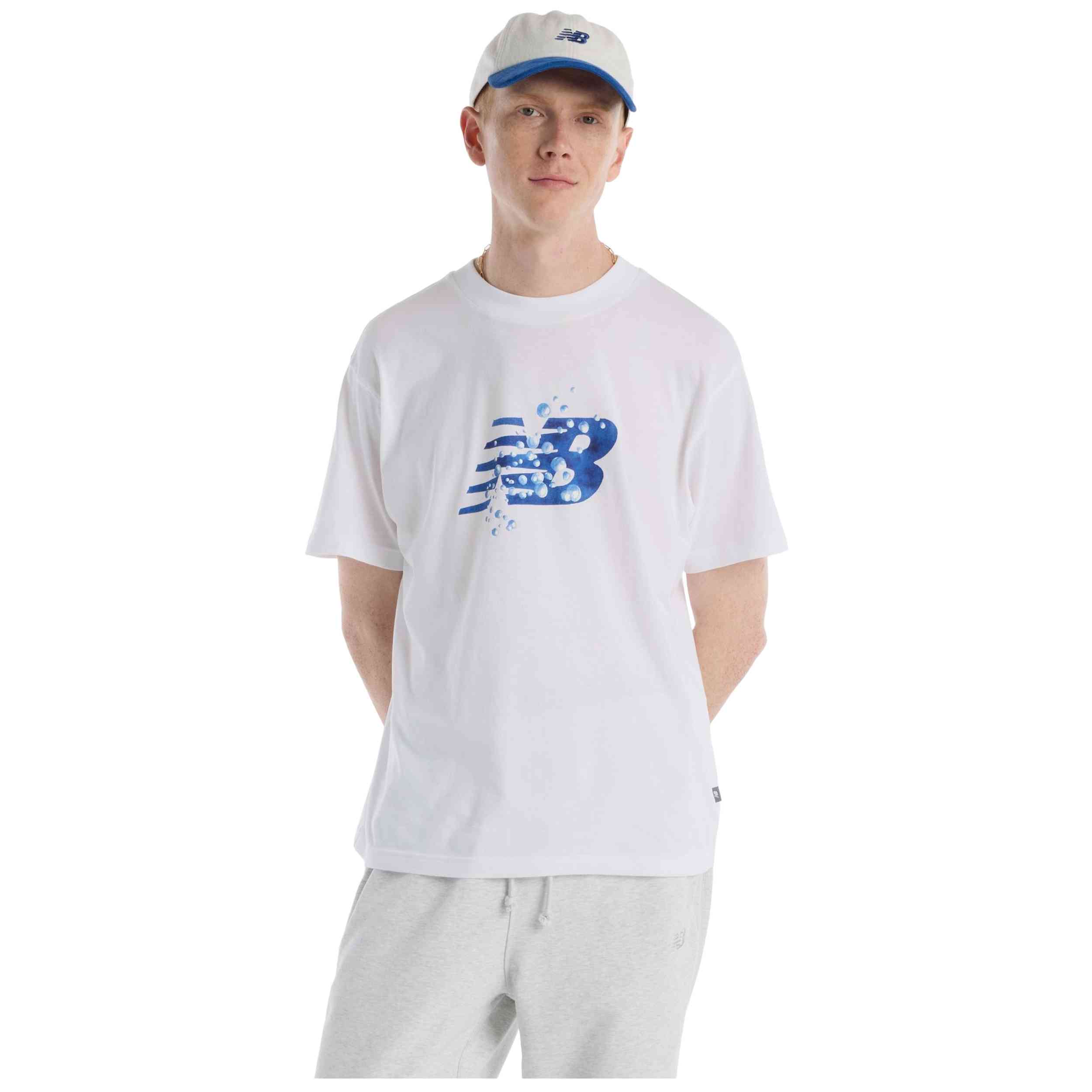Camiseta De Manga Corta New Balance modelo Camiseta New Balance Bubble manga corta blanco azul para Hombre en color Blanco