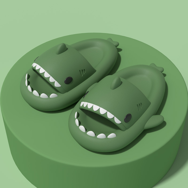 CA Pantuflas de tiburón para niños de segunda generación, con dibujos animados para niños y niñas, suela gruesa para interiores, fondo suave y antideslizante.