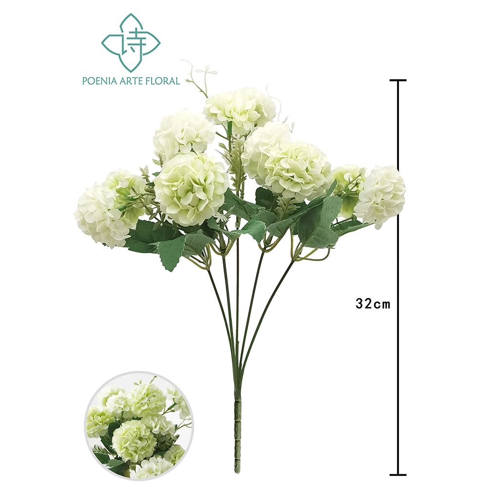 Poenia Arte Floral - Flores Artificiales - Ramo Hortensia Artificial 32cm 3 Piezas - Decoración Floral - Realista - Sin Mantenimiento