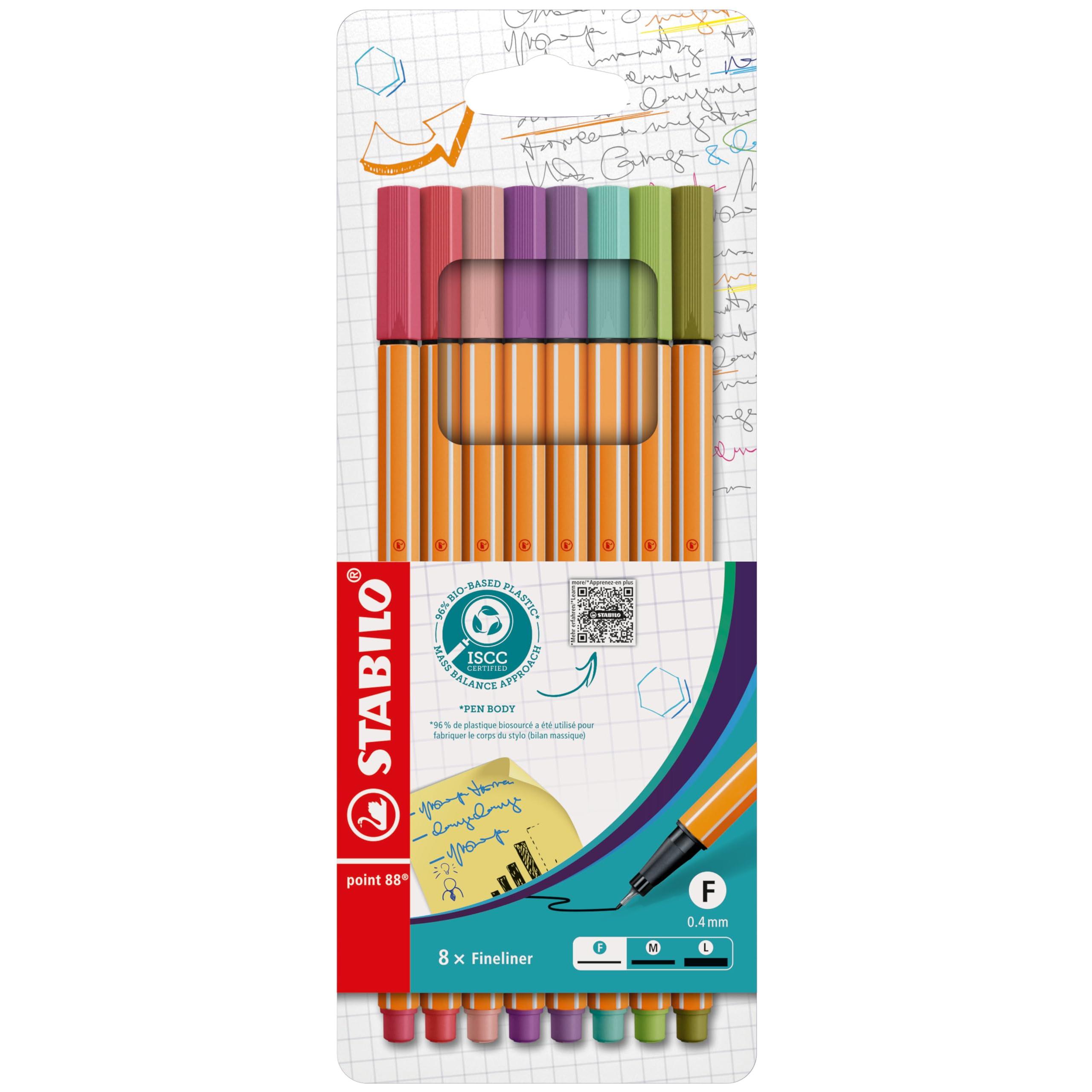 Rotulador punta fina STABILO point 88 - Estuche de cartón con 8 colores