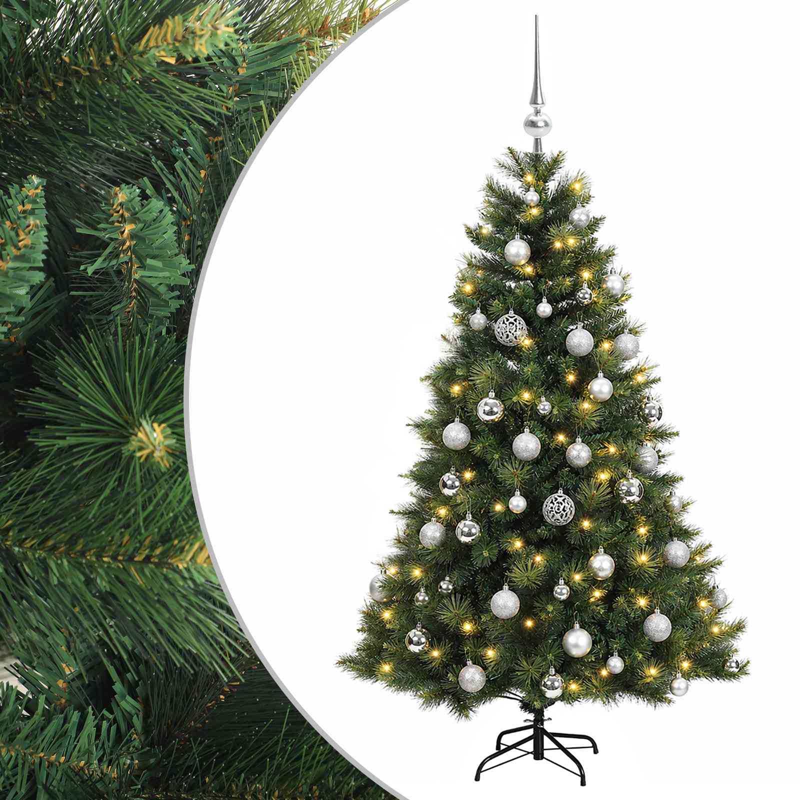 vidaXL Árbol de Navidad artificial con bolas 150 cm 150 LED
