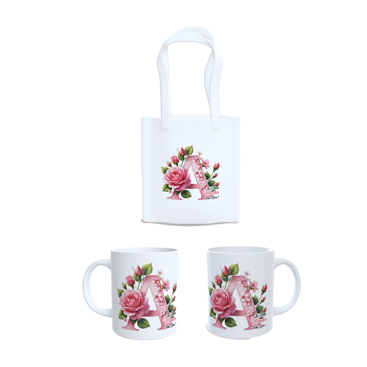 Regalo Mamá Día de la Madre Personalizado | Pack Taza y Bolsa Tote Inicial a Elegir Original. Conecta+y+compra