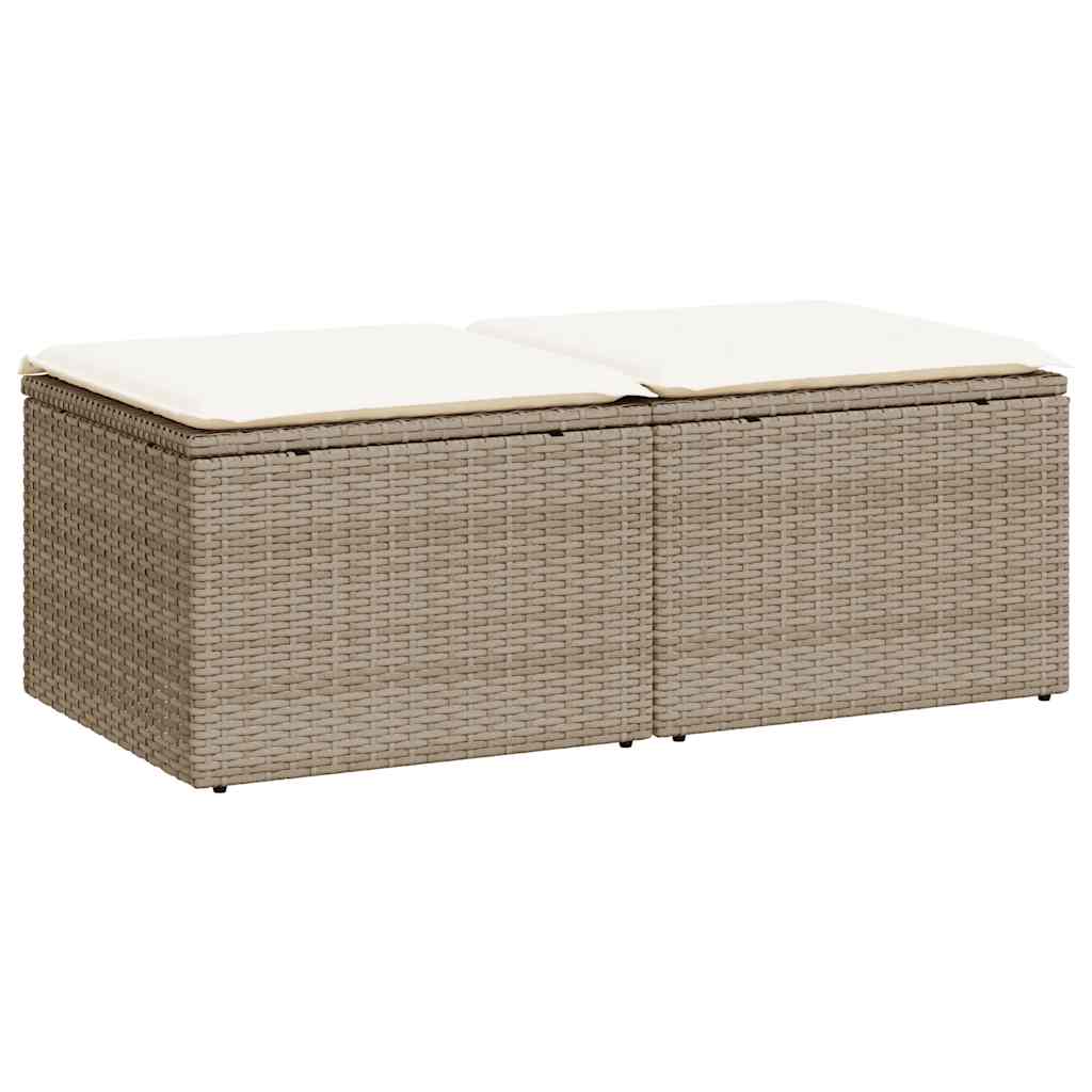 vidaXL Set sofás jardín y cojines 2 pzas ratán sintético acacia beige en color beige y crema/Gris/Marrón y más | acolchados duraderos para sofás de jardín terraza exterior