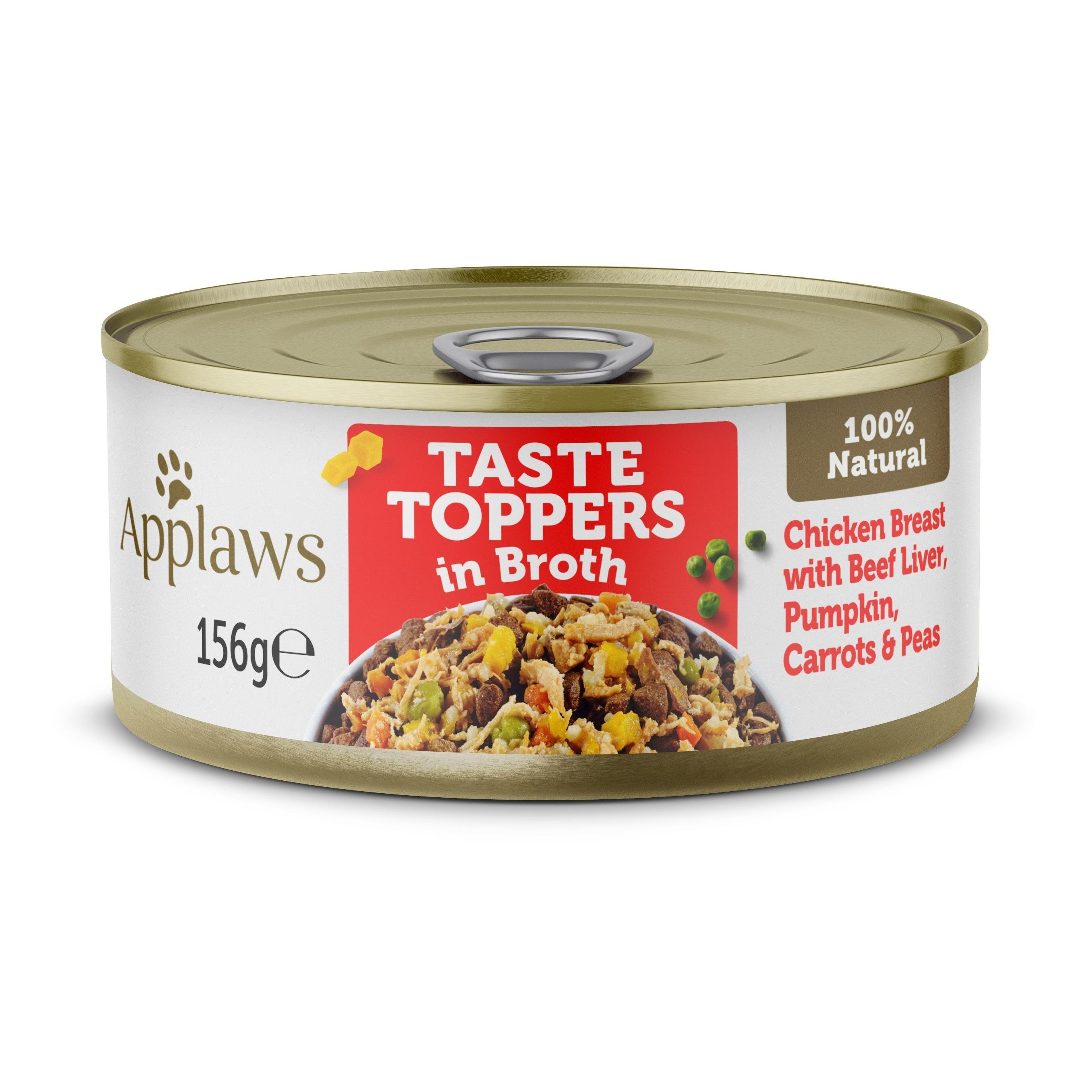 Applaws Lata Topper Perros Pollo, Hígado Ternera y Verduras en Caldo  Comida húmeda en lata para perros