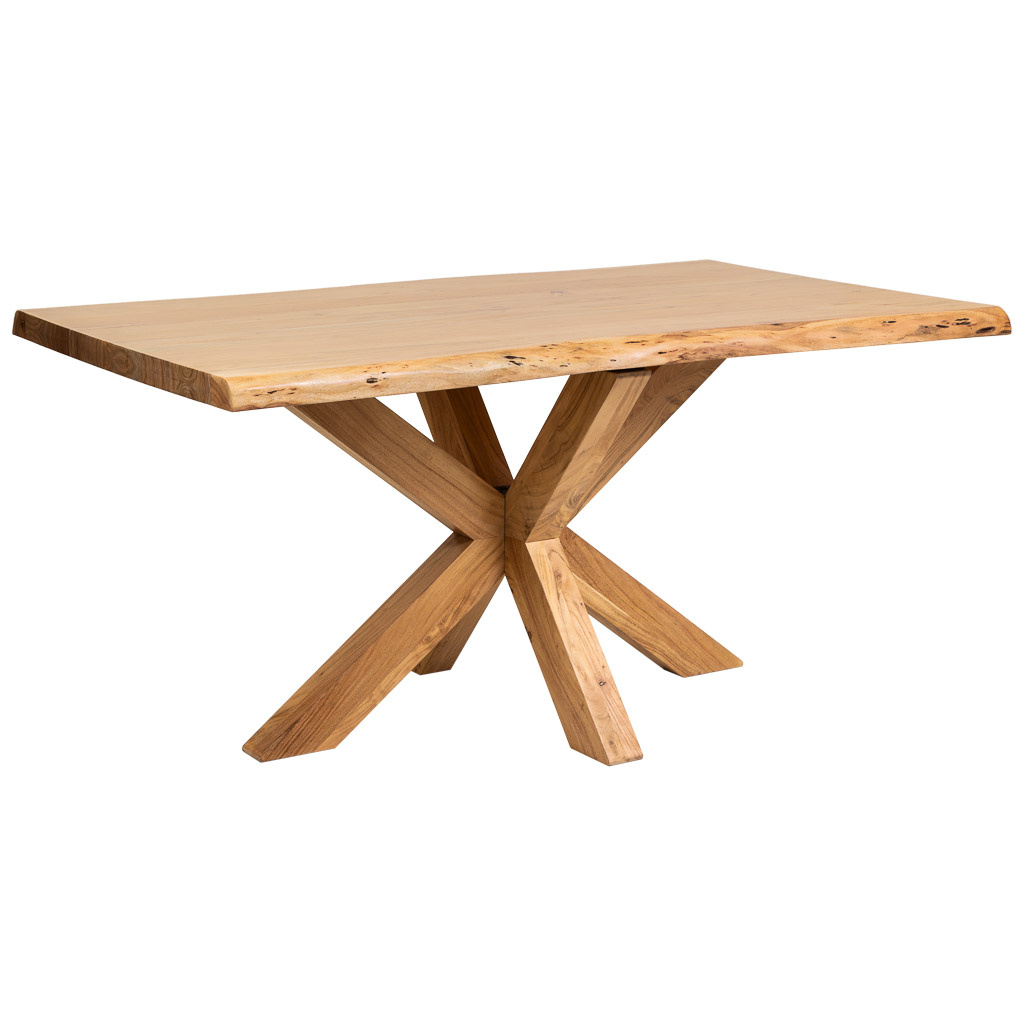 Wonderlust Deco - Mesa de comedor borde vivo de madera de acacia natural 160x90x77 Marrón claro 160x90x77h cm