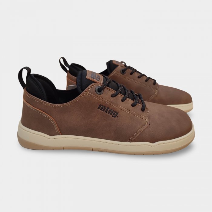 Mustang Free - Zapatillas barefoot Mustang para hombre en marrón con puntera ancha para separación de dedos y suela zero drop flexibles