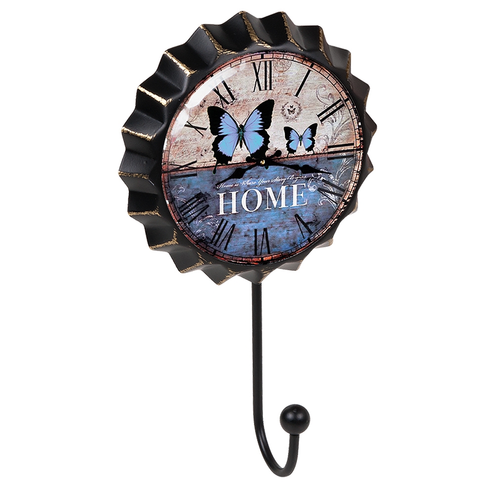 PERCHA Pared Vintage chapa botella RELOJ MARIPOSAS Retro 110x190MM