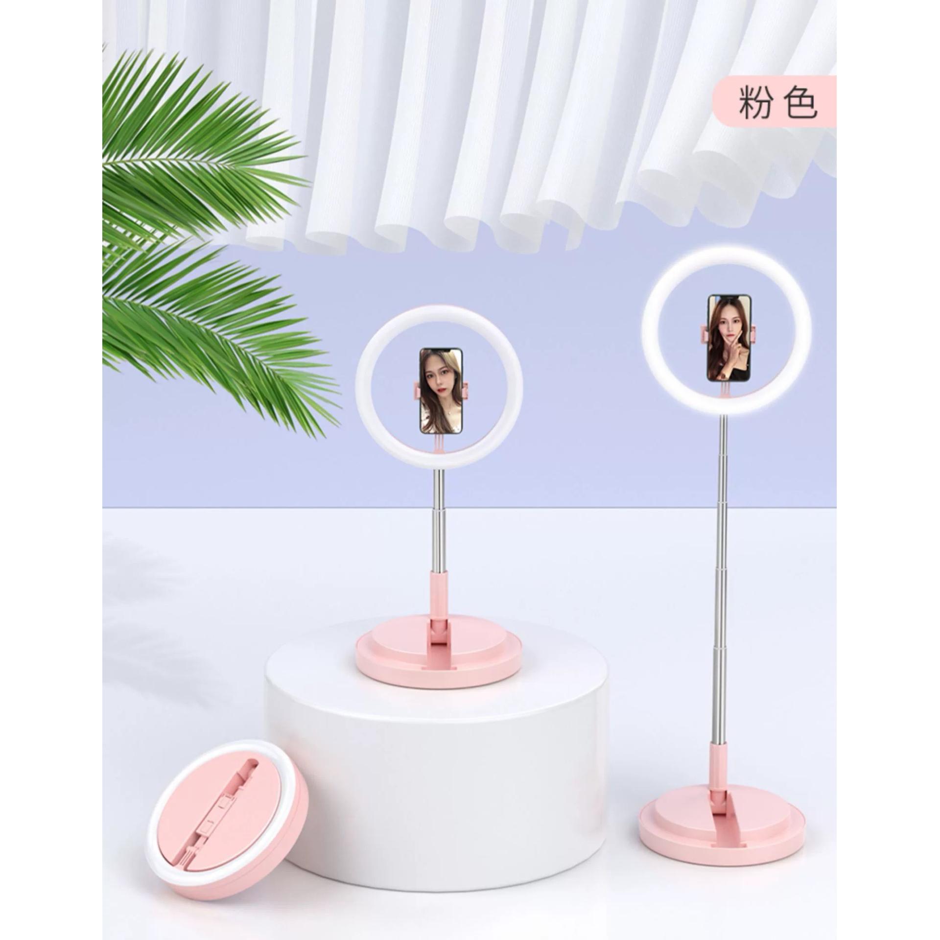 Tripode Plegable con Aro De Luz , Anillo De Luz LED 11.4'' para Movil con 3 Efectos de Iluminación y 10 Brillo Ajustable, Se Pueden Usar para Disparos TikTok/Twich Live etc.