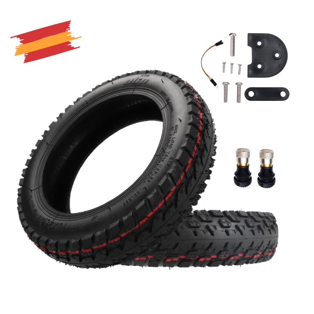 Kit 10 Pulgadas Tubeless Offroad Todoterreno Patinete Eléctrico Xiaomi M365 / Pro 2 / 1S / Essential / Mi Scooter 3 Lite / Cecotec Bongo Serie A con Válvula - Cubiertas Neumáticos 10x2-6.1, No necesita Cámara de Aire