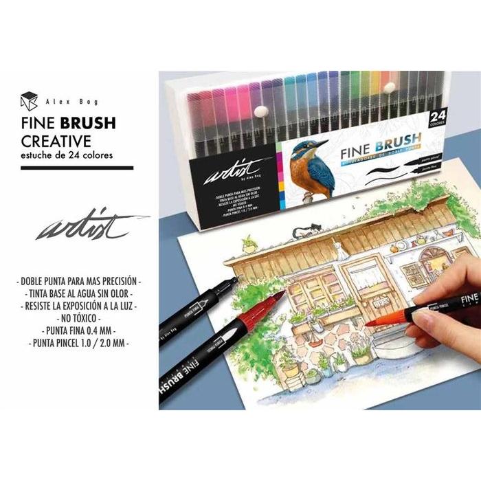 ROYMART ESTUCHE 24 ROTULADORES FINE BRUSH GAMA CREATIVE 2 PUNTAS ROTULADORES 30x17x1 Cms.