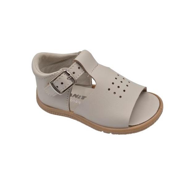 Sandalias De Piel Lavable Barefoot Para Niños, Marca Titanitos, En Color Marfil. Titanitos L500 Albatera