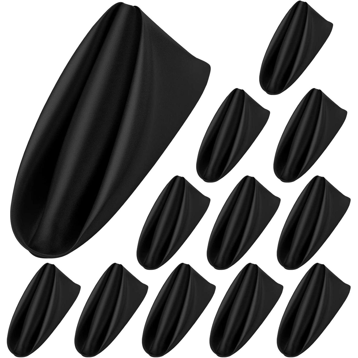 12 servilletas de satén suaves, servilletas de mesa cuadradas de 17 x 17 pulgadas para restaurante, boda, fiesta, decoración de cenas