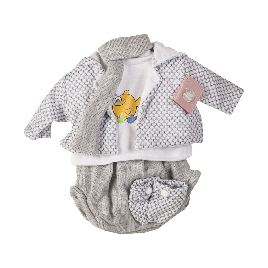 Conjunto Muñeca Recién Nacida 52 cm. Chaqueta y Bufanda Gris Berbesa T5211