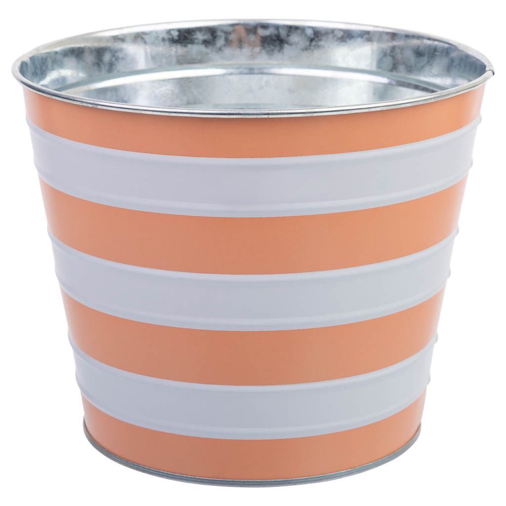Wonderlust Deco - Cubo metálico a rayas D17,5x14,3h cm Naranja D17,5x14,3h cm