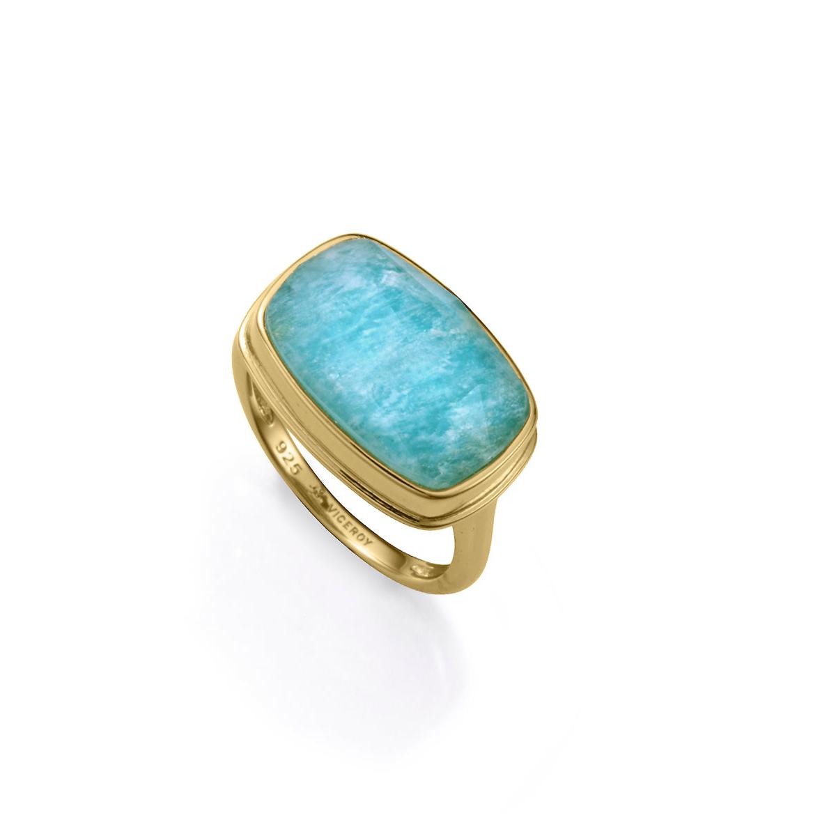 Anillo Viceroy Mujer de plata Chapado en Oro con piedra Natural Amazonita 2341A012-49