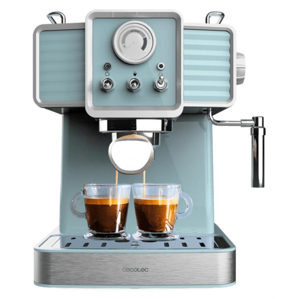 Cecotec - Cafetera espresso Power Espresso 20 Tradizionale 20 bares con bomba ForceAroma, diseño light blue para uso diario, capacidad 1.5 L