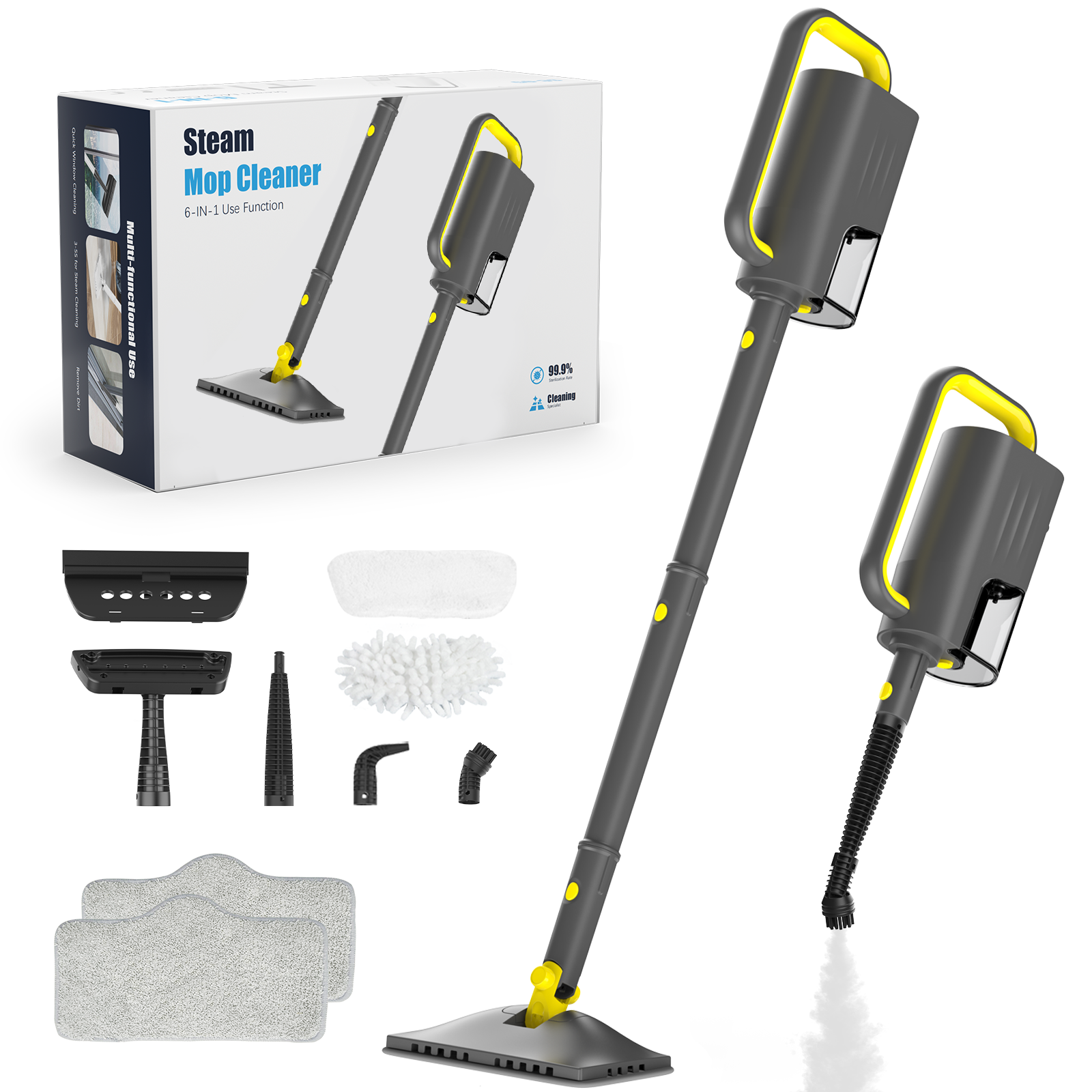 Teendow SC-05, Steam Mop, 2 Adjustable Modes,300ML Removable Tank, No Chemicals Needed, Washable Mop Pads, 7M LongPower Cable, Safe For All Sealed Hard Floors