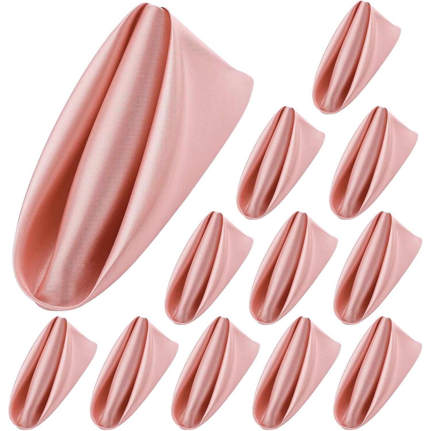 12 servilletas de satén suaves, servilletas de mesa cuadradas de 17 x 17 pulgadas para restaurante, boda, fiesta, decoración de cenas