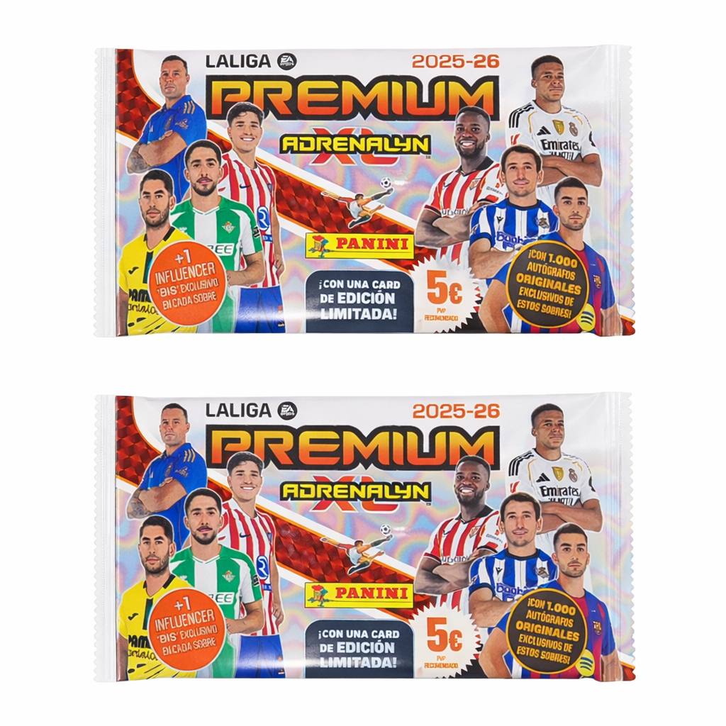 Pack x2 sobres Adrenalyn XL LaLiga EA Sports 2025/26 10 cartas cada uno (20 total)