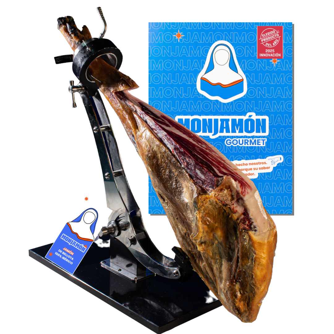 JAMÓN DE BELLOTA 100% IBÉRICO +42 MESES PREMIUM | 7-7,5 kg | Añada 2023- Pata Negra [Elegido Producto del Año 2025] - MONJAMON