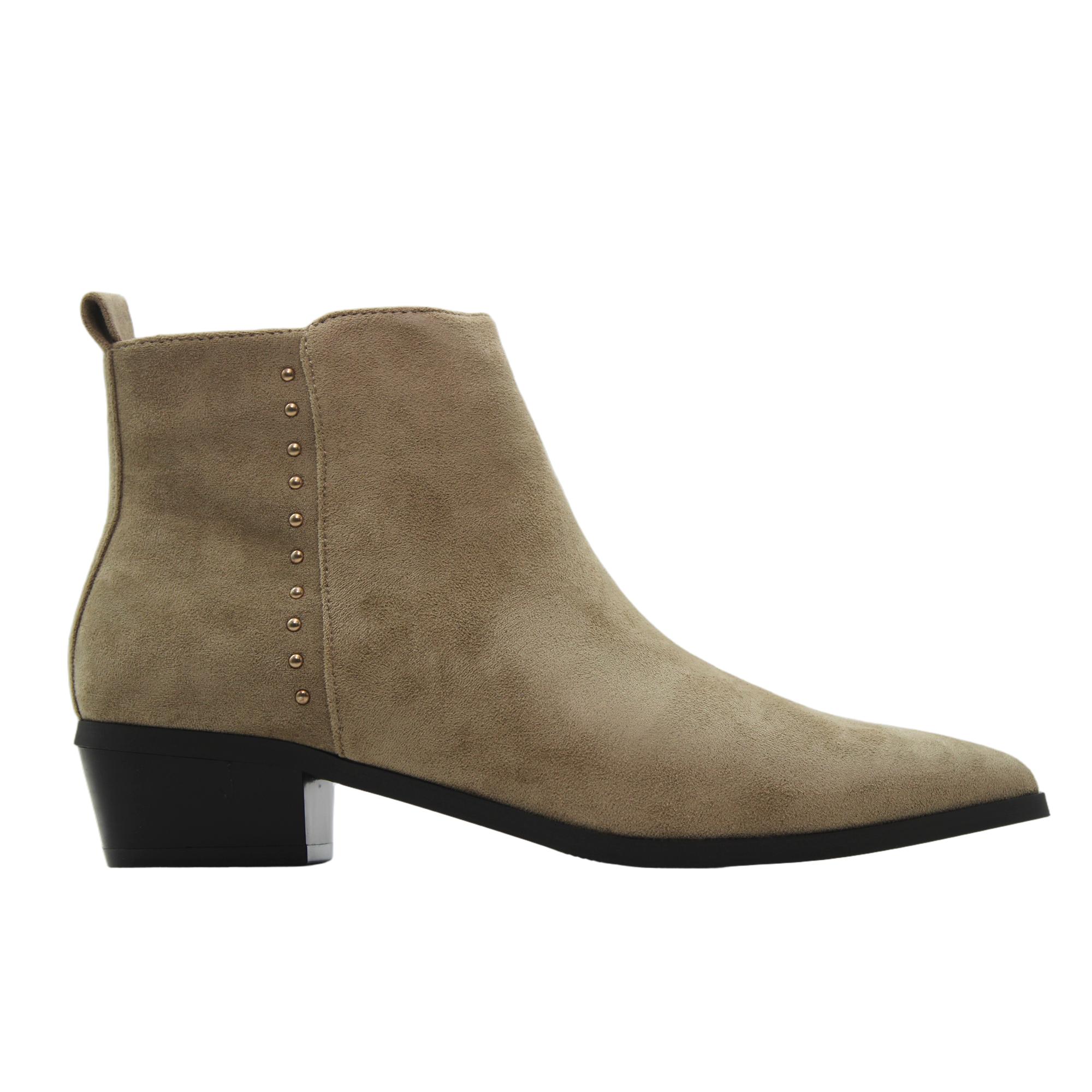 ETIKA 110551 Botines cowboy de antelina, tachuelas, caña baja, cremallera, tacón cubano bajo, suela de goma, para señora