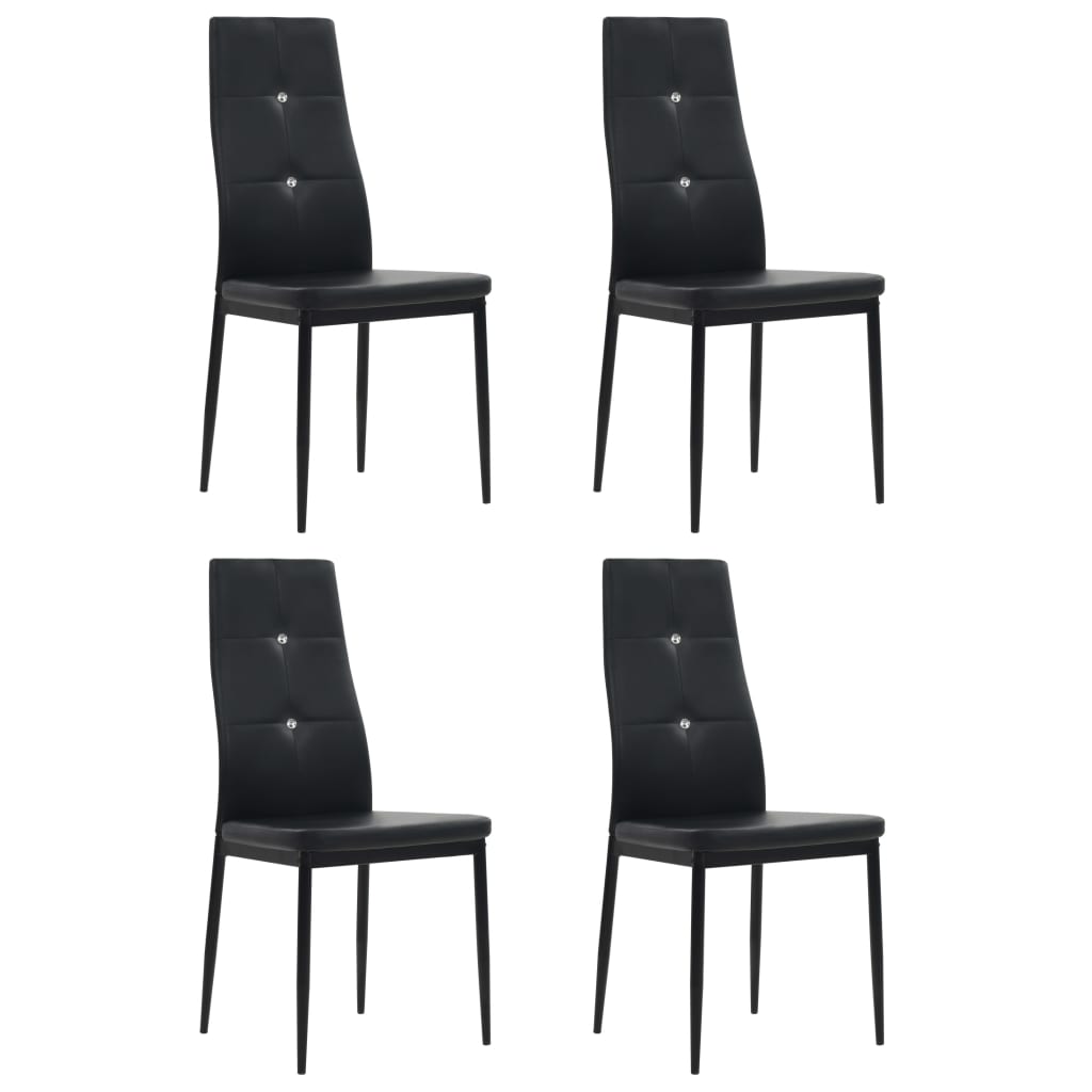 vidaXL Sillas de comedor 4 unidades cuero sintético negro