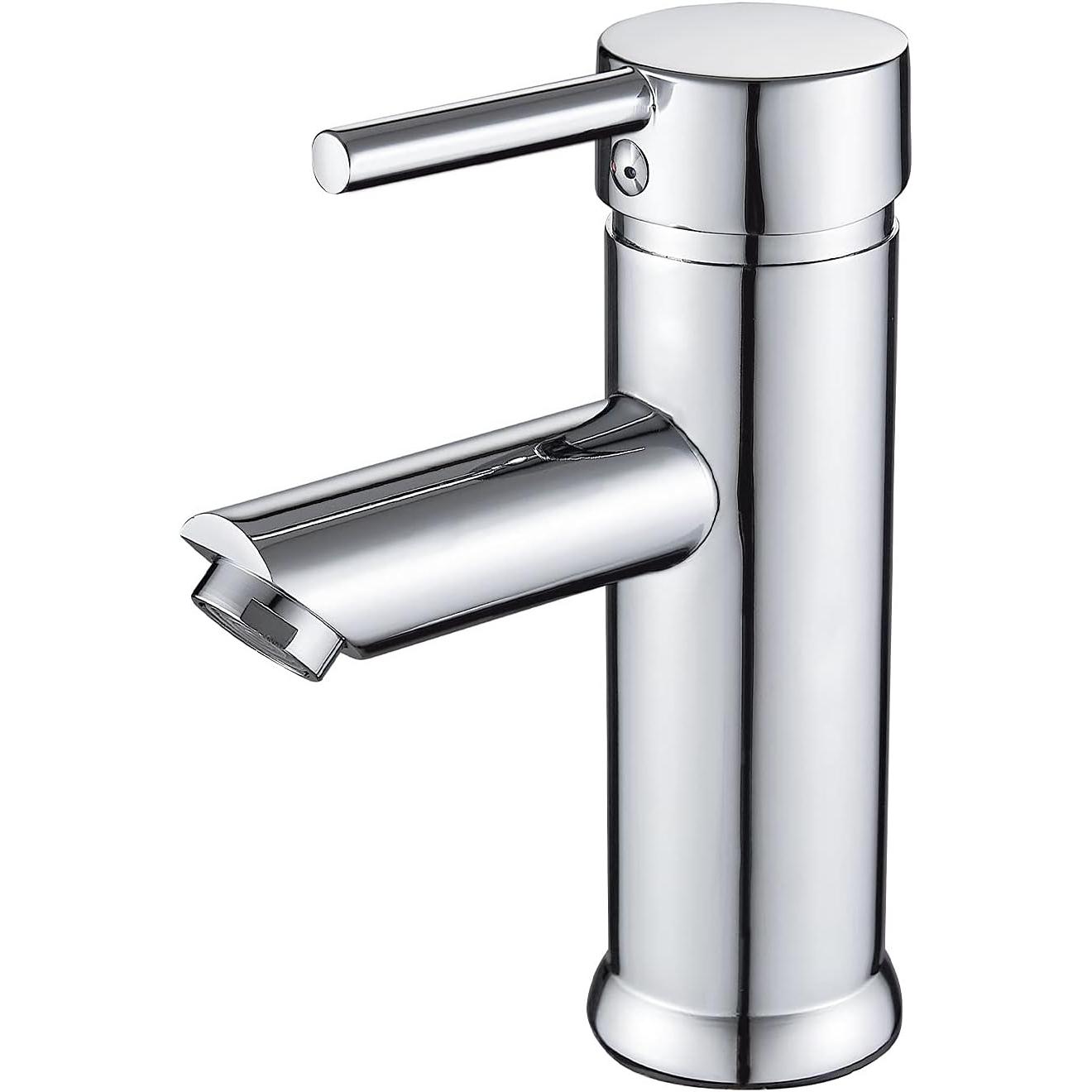 Grifo de Baño Mezclador Monomando para Lavabo de Latón con Acabado en Chrome Plisado