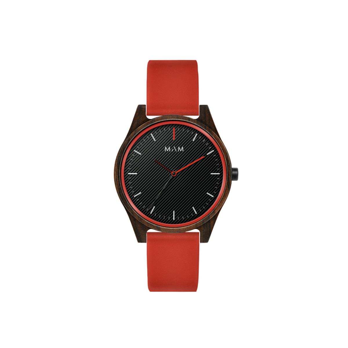 Mam Reloj Hombre Areno Sandalo/Rojo Esf. Negra 39Mm Madera 3 Atm