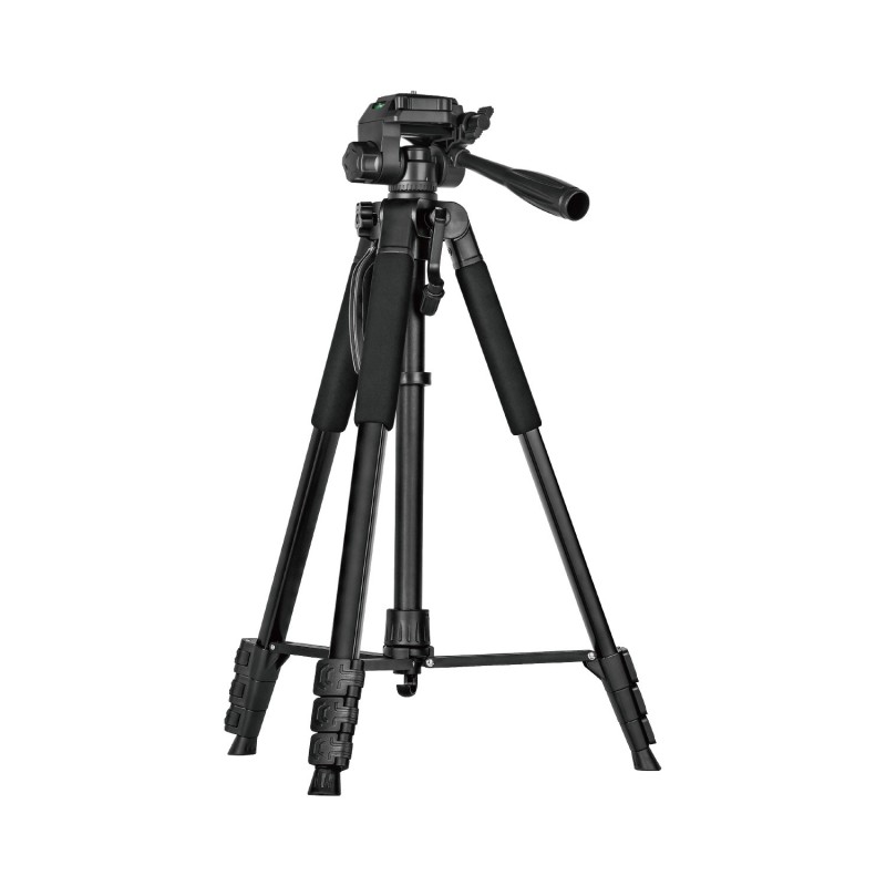 Wephone - Trípode profesional WC18 de 1,78 m con rotación 360° estructura plegable incluye soporte móvil y control Bluetooth negro funda transporte