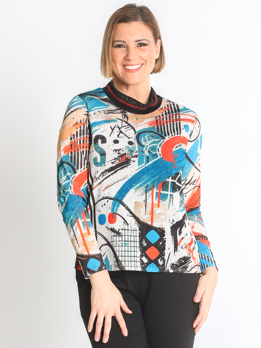 372070L  CAMISETA TUL TERCIOPELO ESTAMPADO