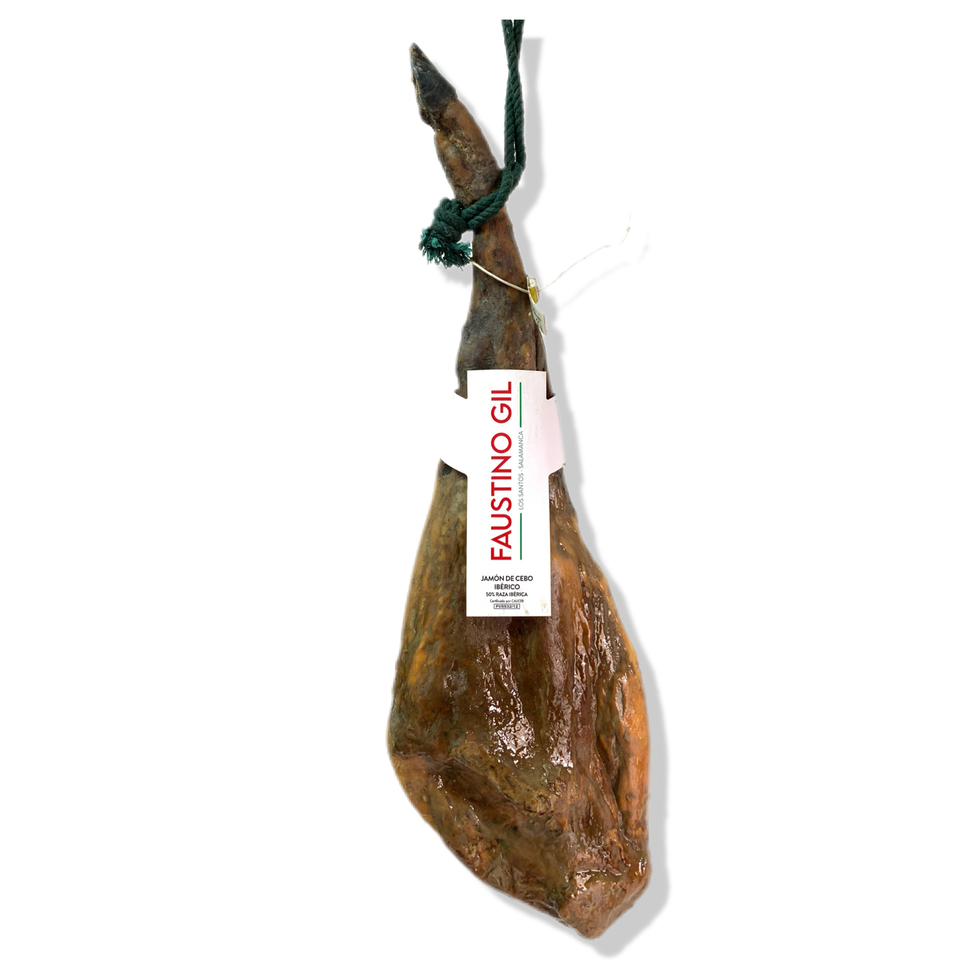 JAMON IBÉRICO DE CEBO 50% RAZA IBÉRICA - Peso 7.5Kg - 8.0Kg - Elaboración tradicional - Ibéricos Faustino Gil Pérez -