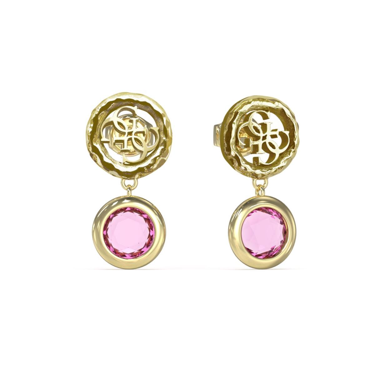 Guess Pendientes Mujer Petra De Acero Dorado, Rosa Jube05098jwygfct-u