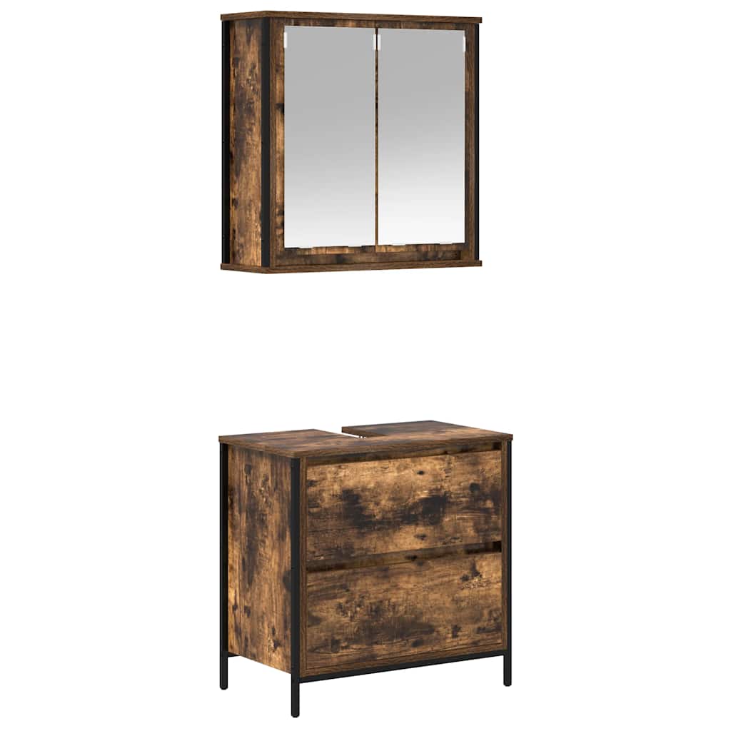 vidaXL Set de muebles baño 2 pzas madera contrachapada roble ahumado