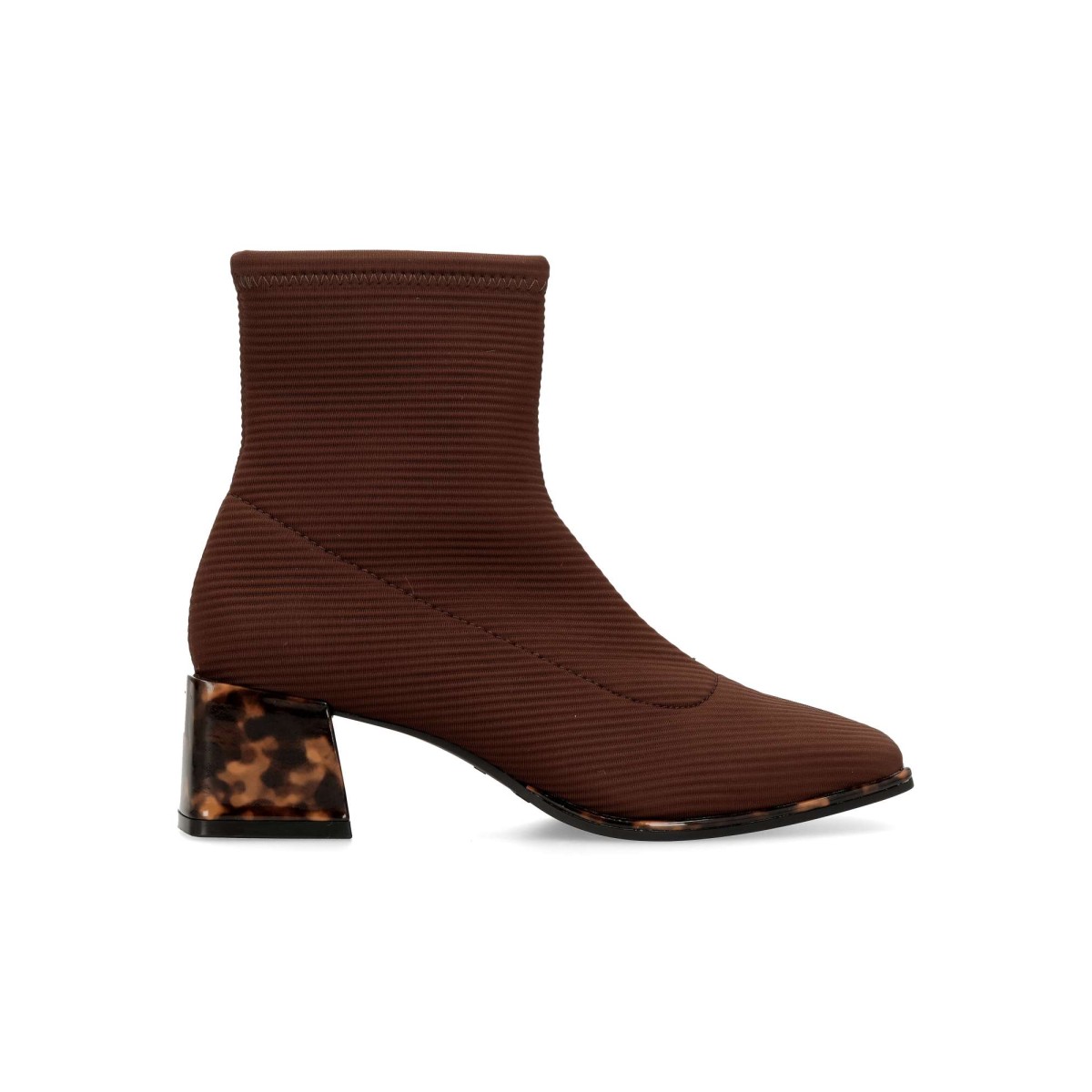 Gioseppo - Botines de mujer con tacón ancho y punta cuadrada, caña tipo calcetín elástica marrón