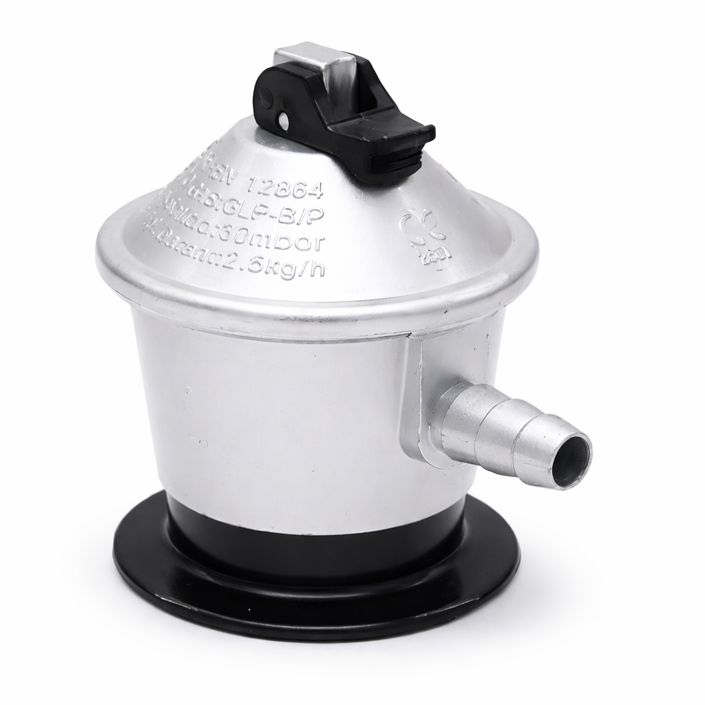 Regulador Gas Butano y Propano, Qbak  Plata y Negro, Uso Doméstico Homologado - Seguridad en la Cocina