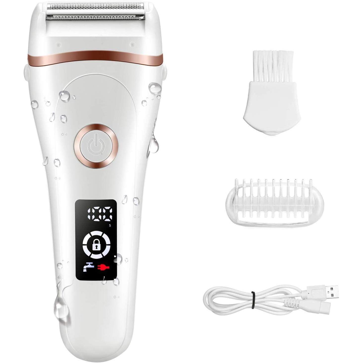 Accesorios de depilación para mujer, Afeitadora eléctrica para mujer, recargable por USB afeitadora inalámbrica, resistente al agua, húmedo y seco