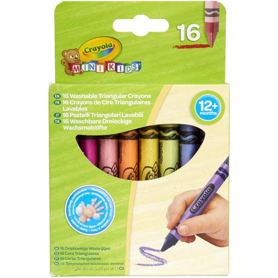 Crayola Mini Kids, Maxi Crayones, Forma Triangular, 16 Piezas, Apto para Niños + 12 Meses , 16 Colores Diferentes, Crayola 52-016T