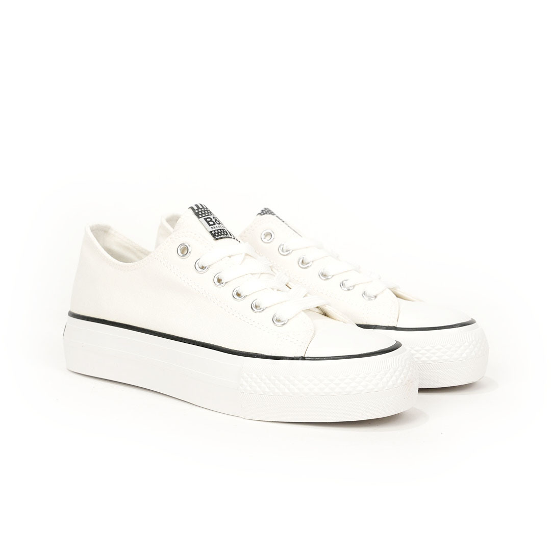 Break & Walk - Zapatillas de Tela  BWSH 300083 Blanca  con Plataforma