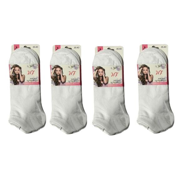 LD Morphling-12 Pairs Plain White Women’s Ankle Socks - Cotton Blend